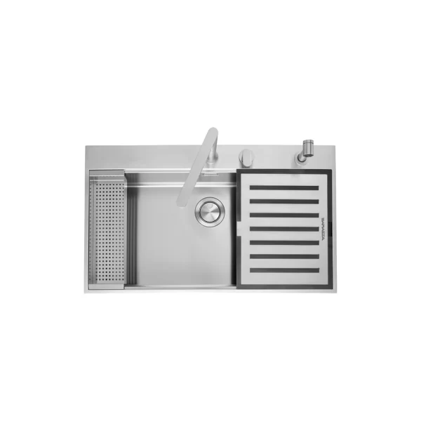 BARAZZA B_FREE BUILT-IN 86×51 CM KIT SINK 1 BOWL WITH LOWERING + ACCESSORIES KIT AND TAP