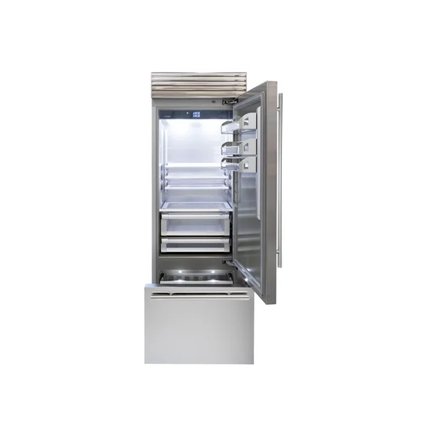 FHIABA BUILT-IN COMBI REFRIGERATOR FREEZER WITH 1 TRIMODE DRAWER 75 CM RIGHT HINGE WITH ICE MAKER